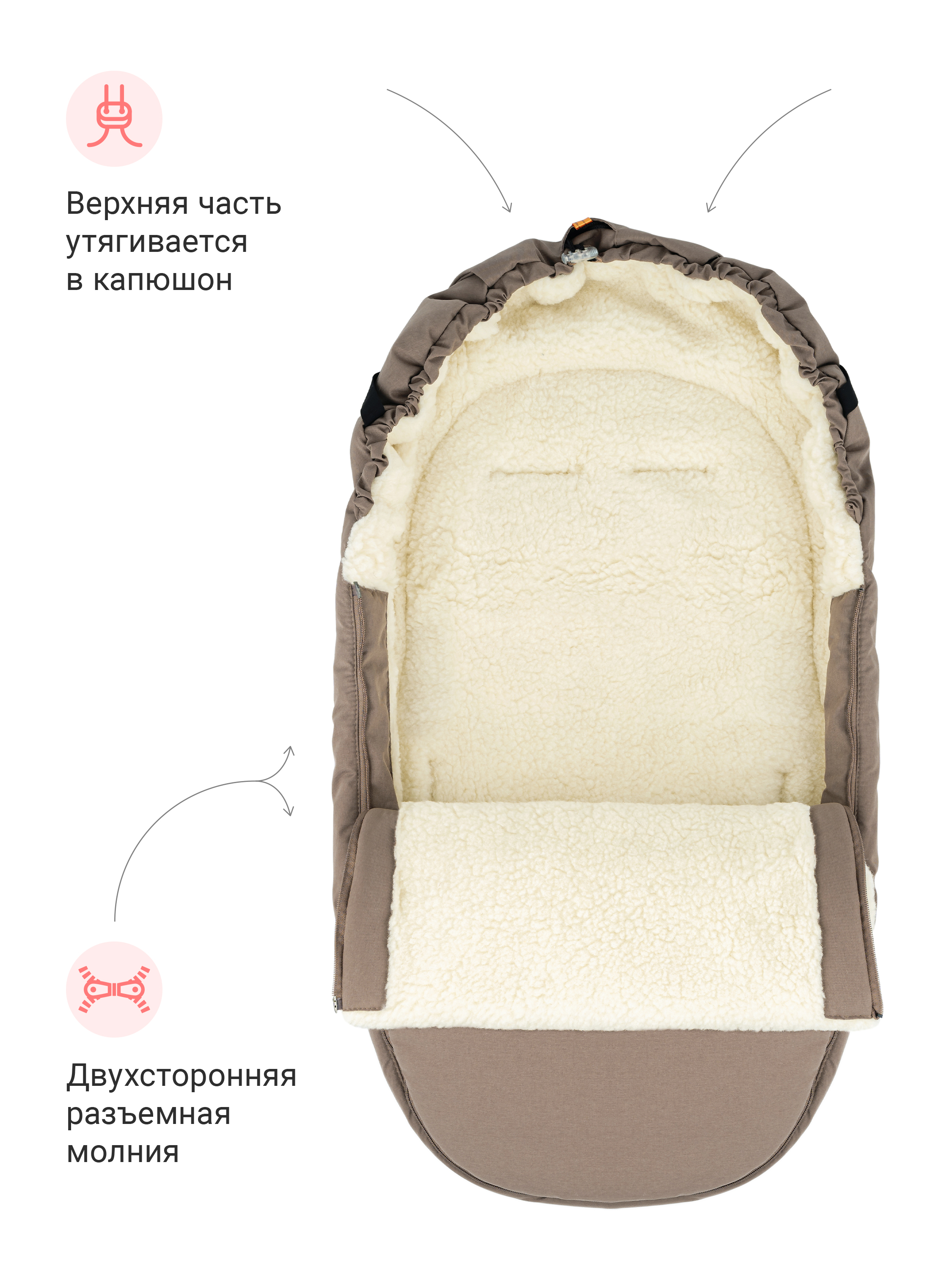 Зимний конверт для новорожденного на овчине - фото 3
