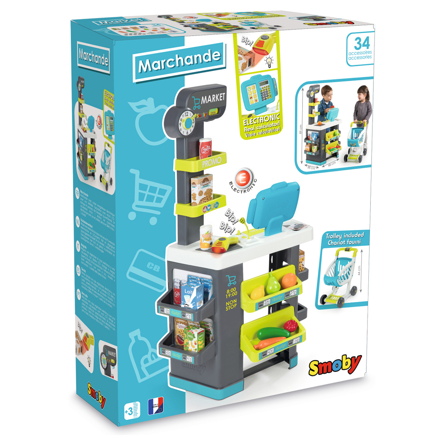 Игровой набор Smoby тележки и корзинки, касса, продукты - фото 8