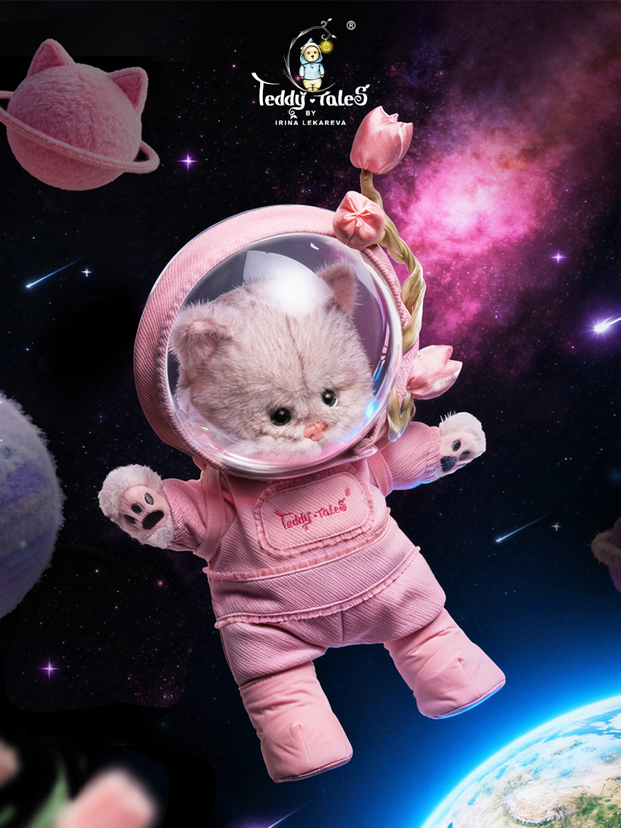 Мягкая игрушка TeddyTales Котик Космонавт Розовое чудо - фото 12