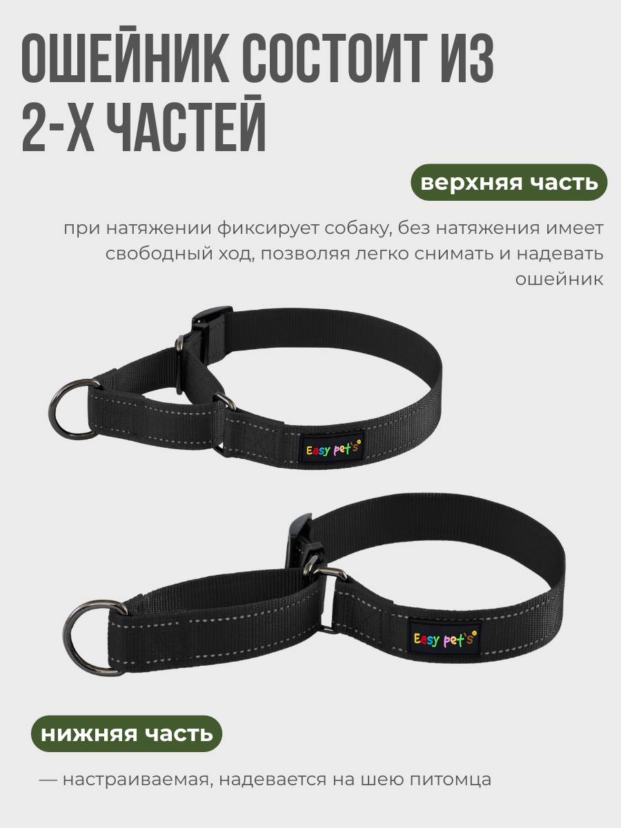 Ошейник для собак Easy Pets 5003 Martingale черный р-р M 30-50см - фото 3