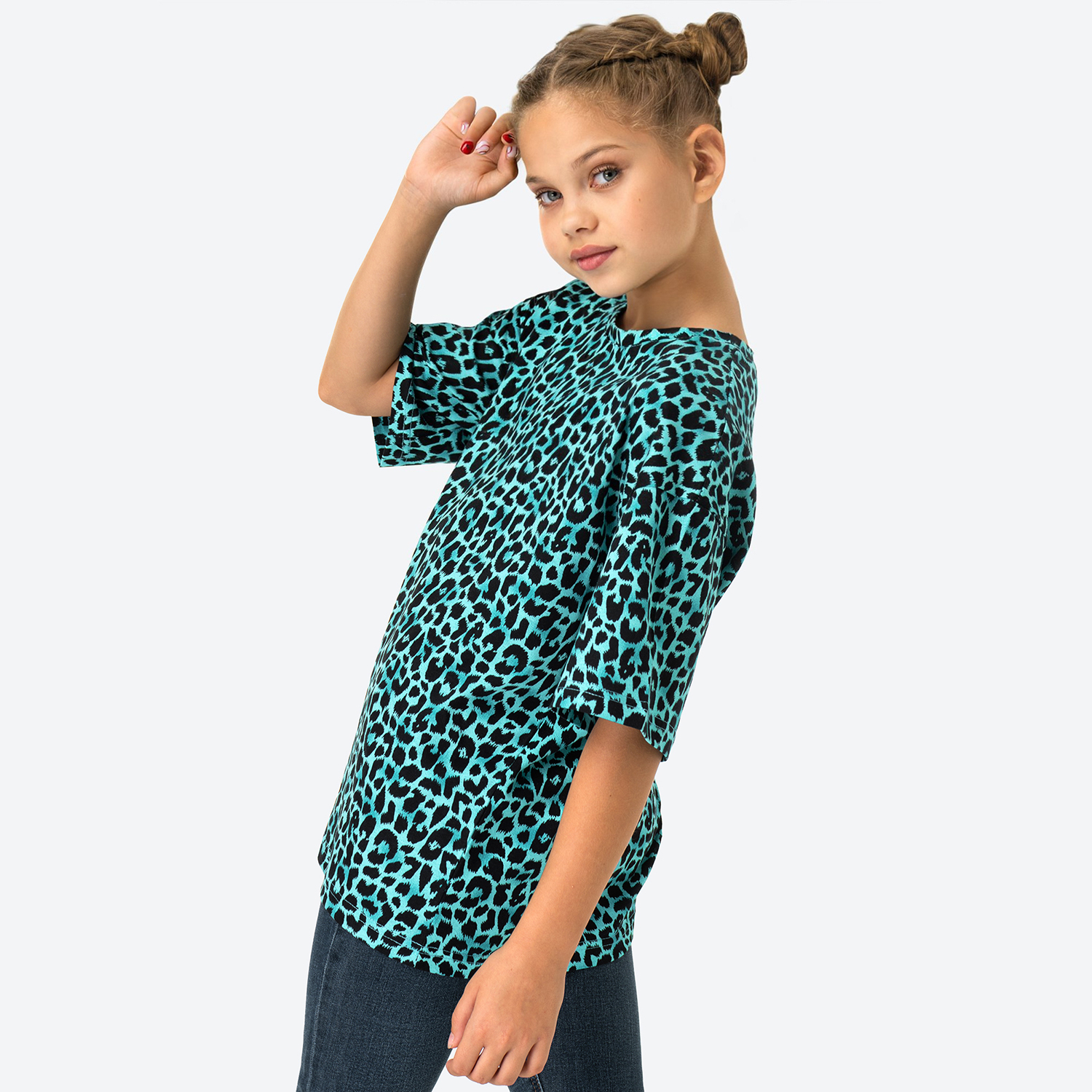 Футболка HappyFox HF0178SPлеопард.бирюзовый - фото 10