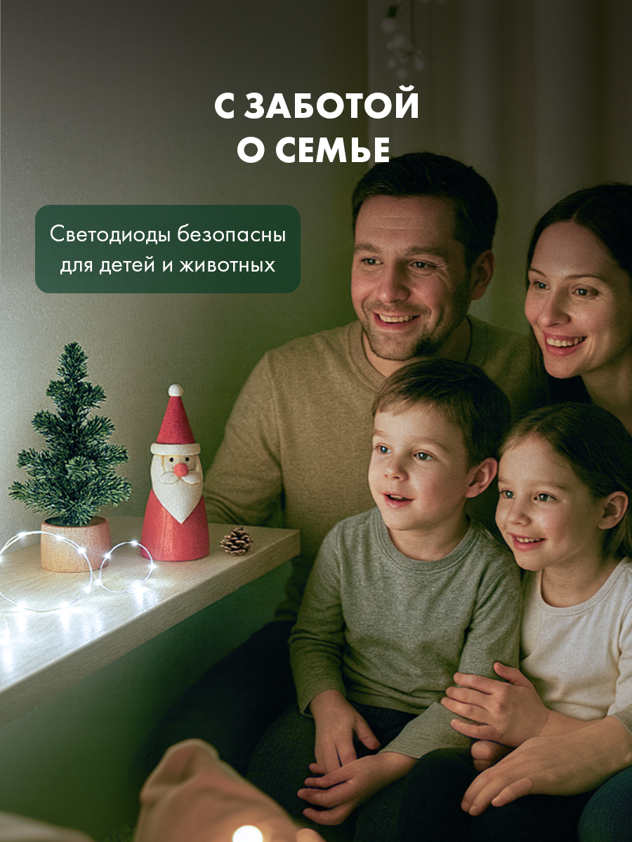 Светодиодная гирлянда NEON-NIGHT Роса 2 м с пробкой белое свечение - фото 5