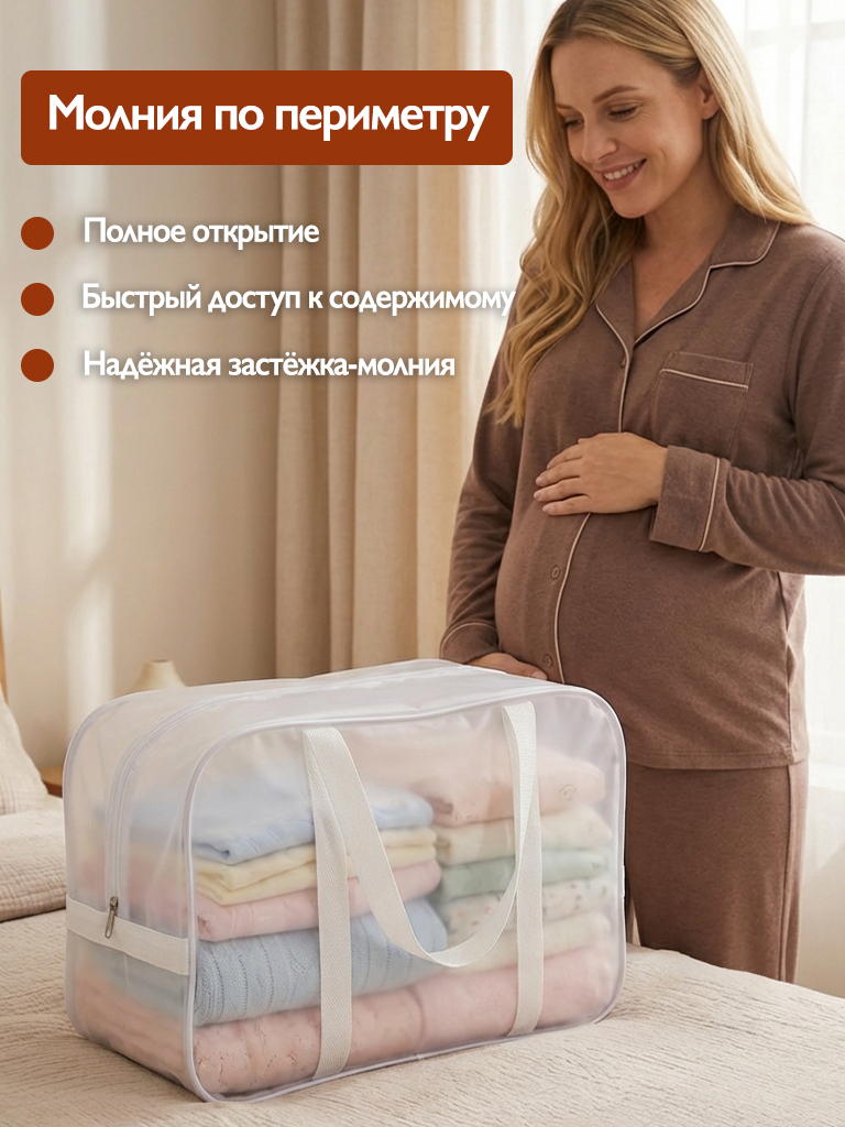 Сумка в роддом ЗОЛОТОЙ ОКТЯБРЬ матовый белый - фото 8