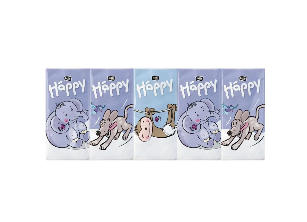 Изображение товара Бумажные платочки Bella baby Happy трехслойные 200x210 мм 100% целлюлоза Изображение товара Бумажные платочки Bella baby Happy трехслойные 200x210 мм 100% целлюлоза