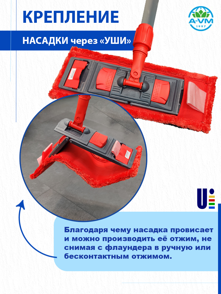 Сменная насадка для швабры A-VM МОП микрофибра 50х14 см - фото 5