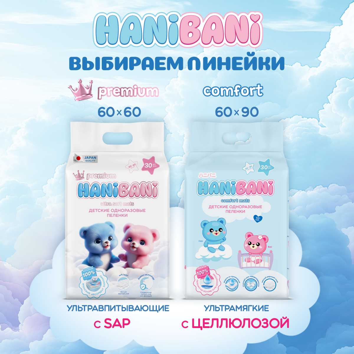 Пелёнки одноразовые HANIBANI 60х90 см 30 шт. - фото 8