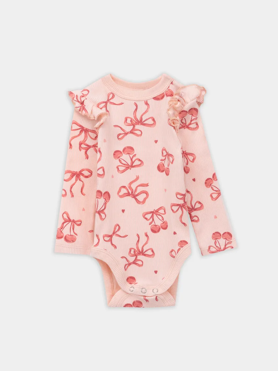 Боди 2 шт Mark Formelle (Марк Формэль) 13017-2/сердечки на белоснежном +бантики на персике - фото 11