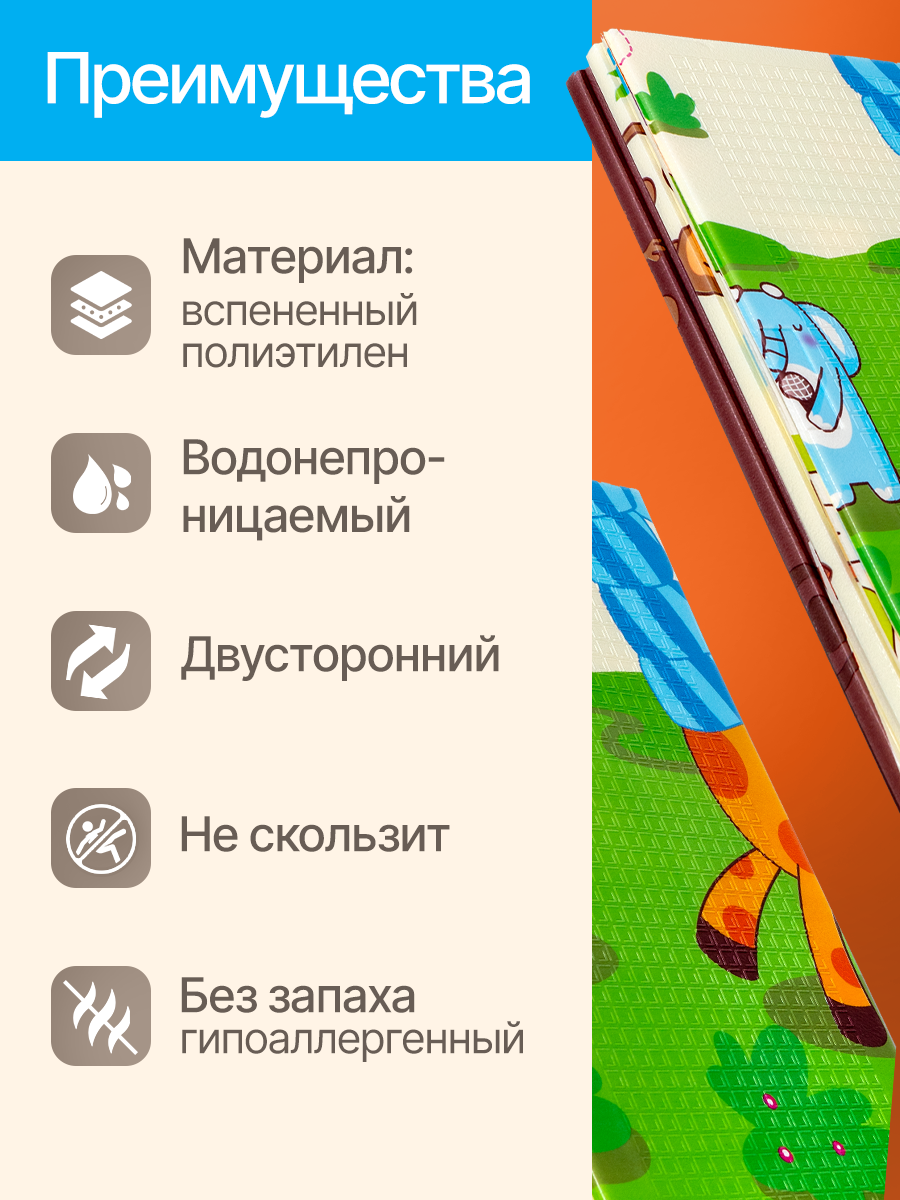 Детский складной коврик Рыжий кот 120 x 200 см - фото 3