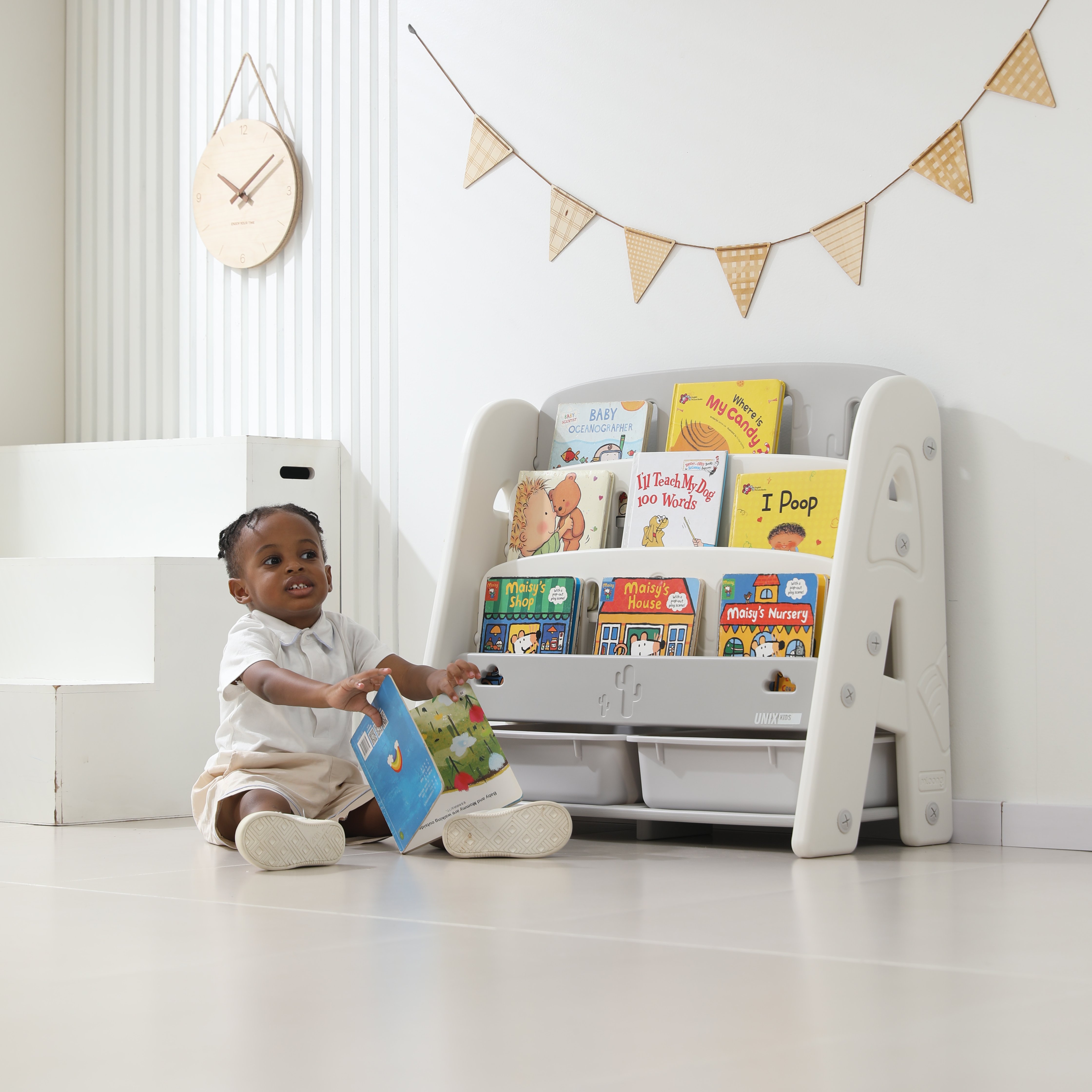 Стеллаж для книг UNIX Kids Сactus Grey - фото 10