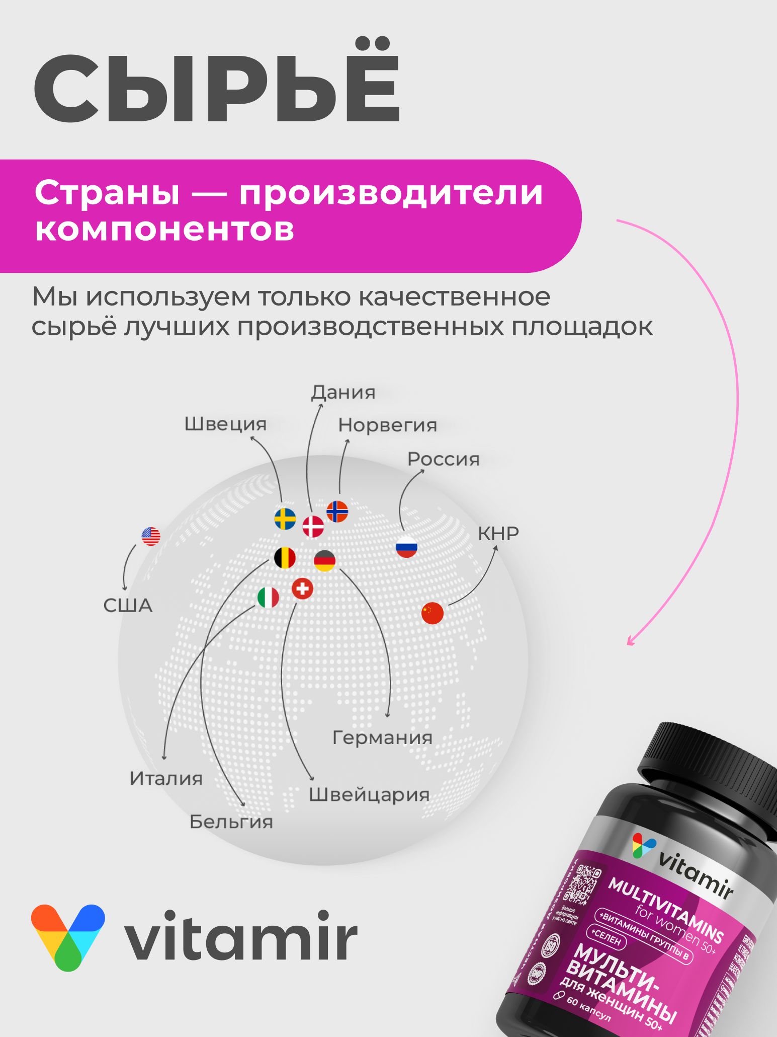 Витамины для женщин 50 плюс VITAMIR комплекс с цимицифугой и пустырником при менопаузе 60 капсул - фото 8