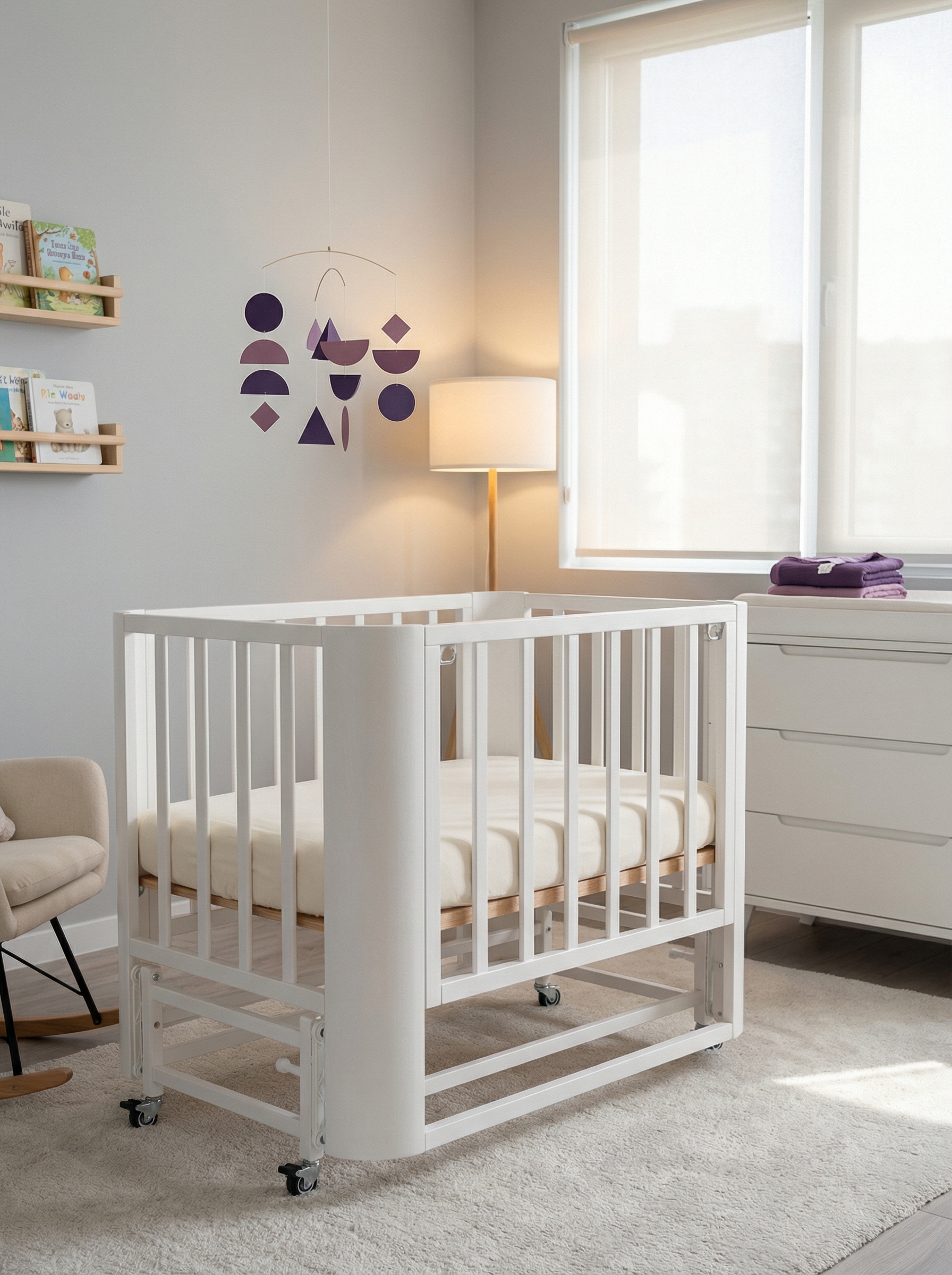 Детская кроватка Mr Sandman, продольный маятник (белый) - фото 16