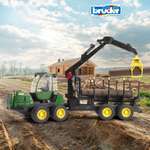Трактор Bruder John Deere 1210E с прицепом