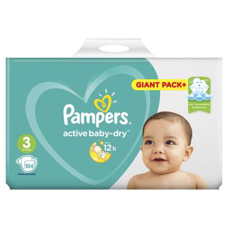 Подгузники Pampers Active Baby-Dry 3 (6-10 кг) 104 шт.