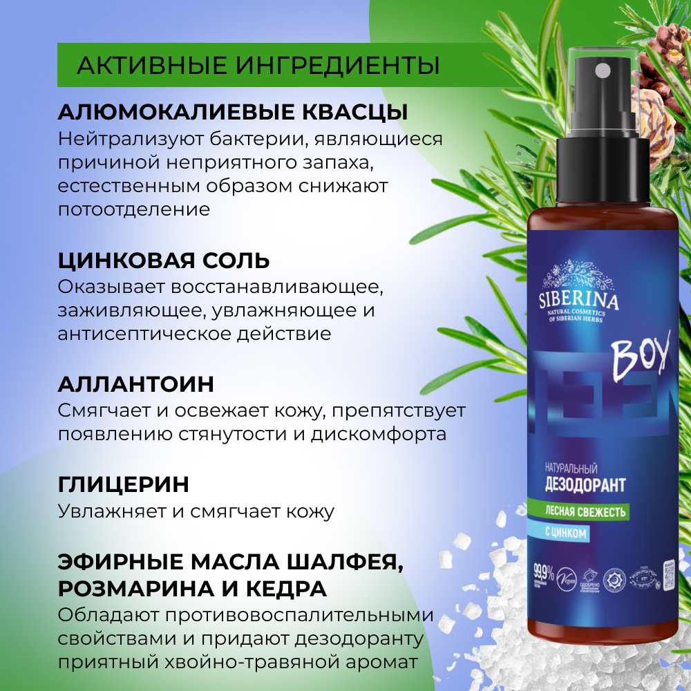 Дезодорант Siberina натуральный Лесная свежесть с цинком 100 мл - фото 4
