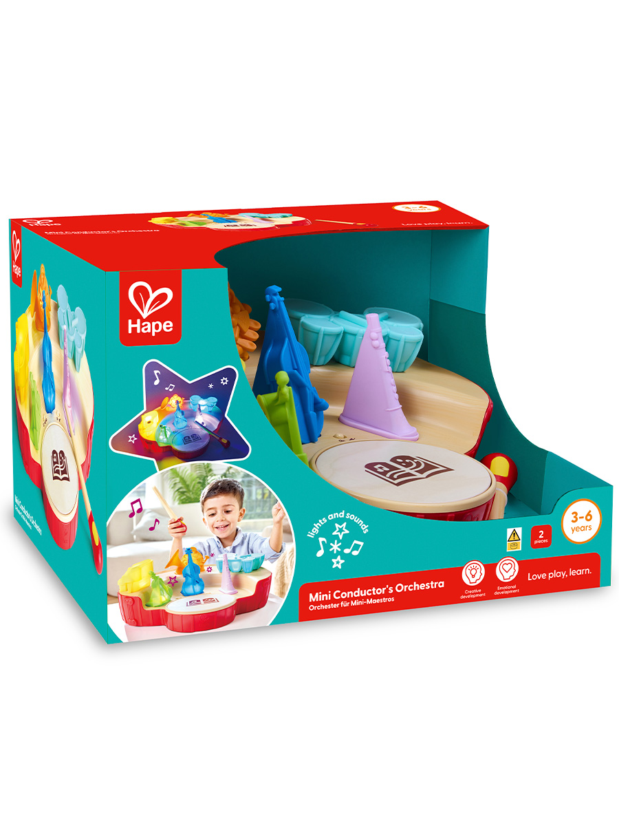 Игрушка музыкальная Hape Мини оркестр пианино, труба, скрипка, барабаны, кларнет - фото 12