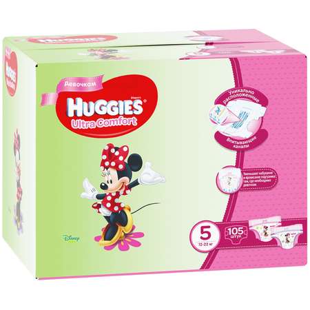 Подгузники Huggies Ultra Comfort для девочек 5 (12-22 кг) 105 шт.