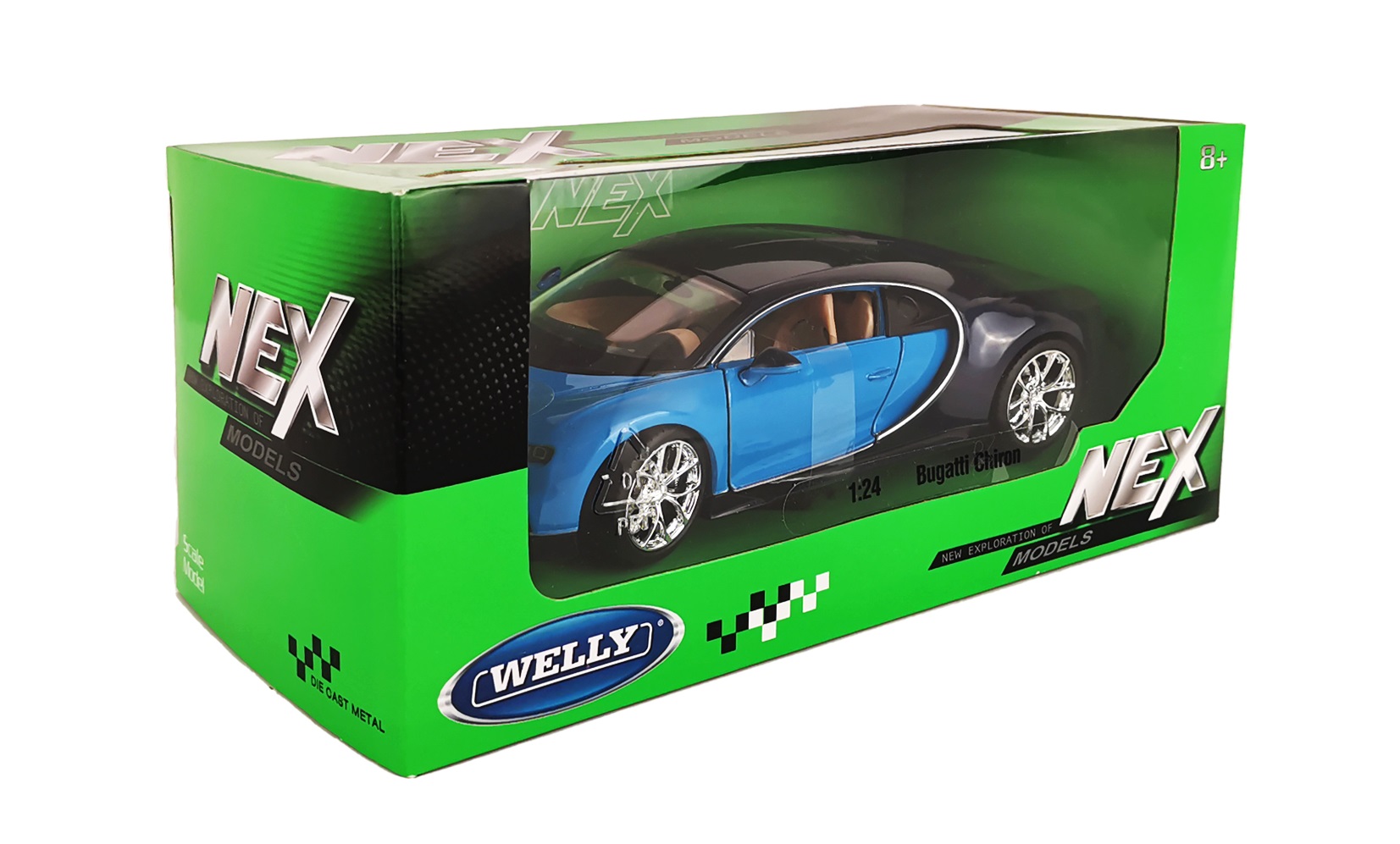 Автомобиль Welly Bugatti 1:24 синий 24077W - фото 5