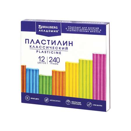 Пластилин Brauberg 12 цв.