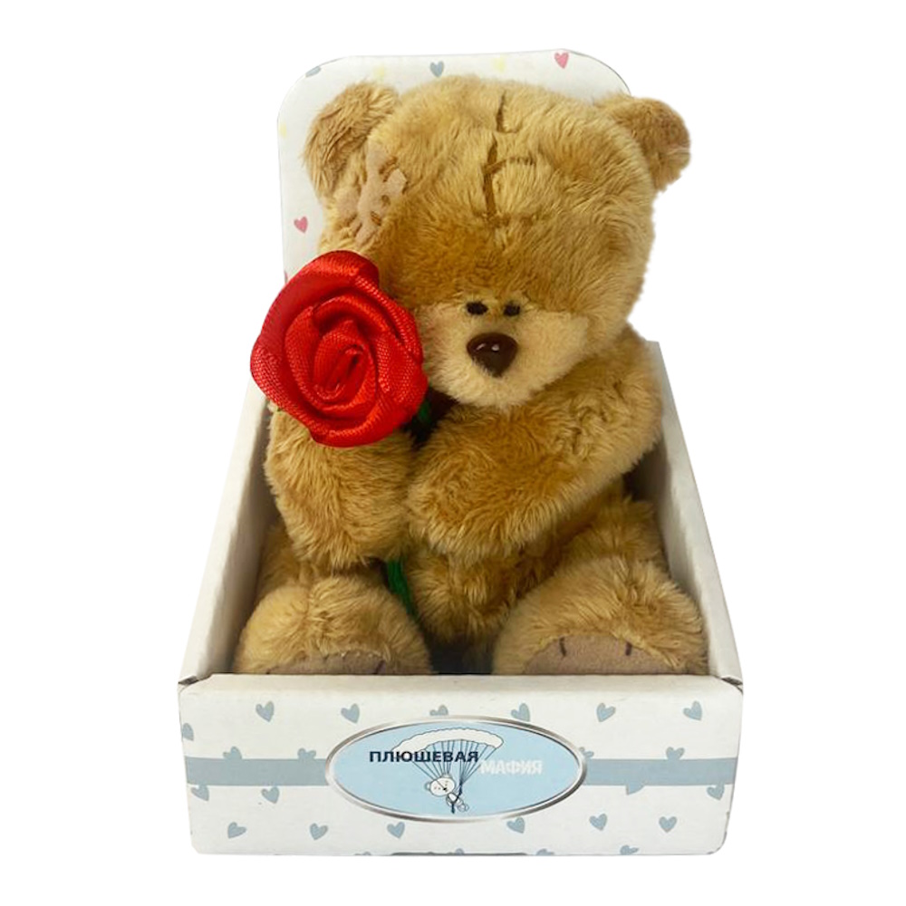 Мягкая игрушка Плюшевая мафия мишка Мишка для тебя с розочкой - фото 1
