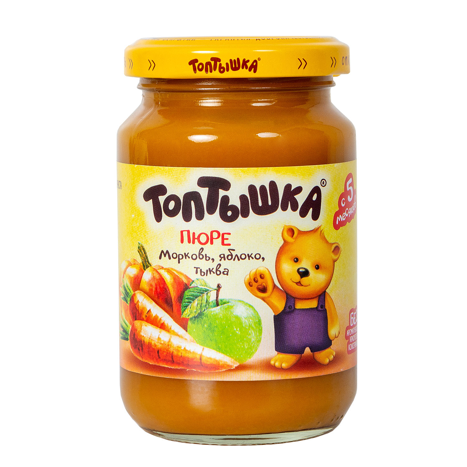 Пюре Топтышка Морковь-яблоко-тыква с 5 мес 190 г - фото 1