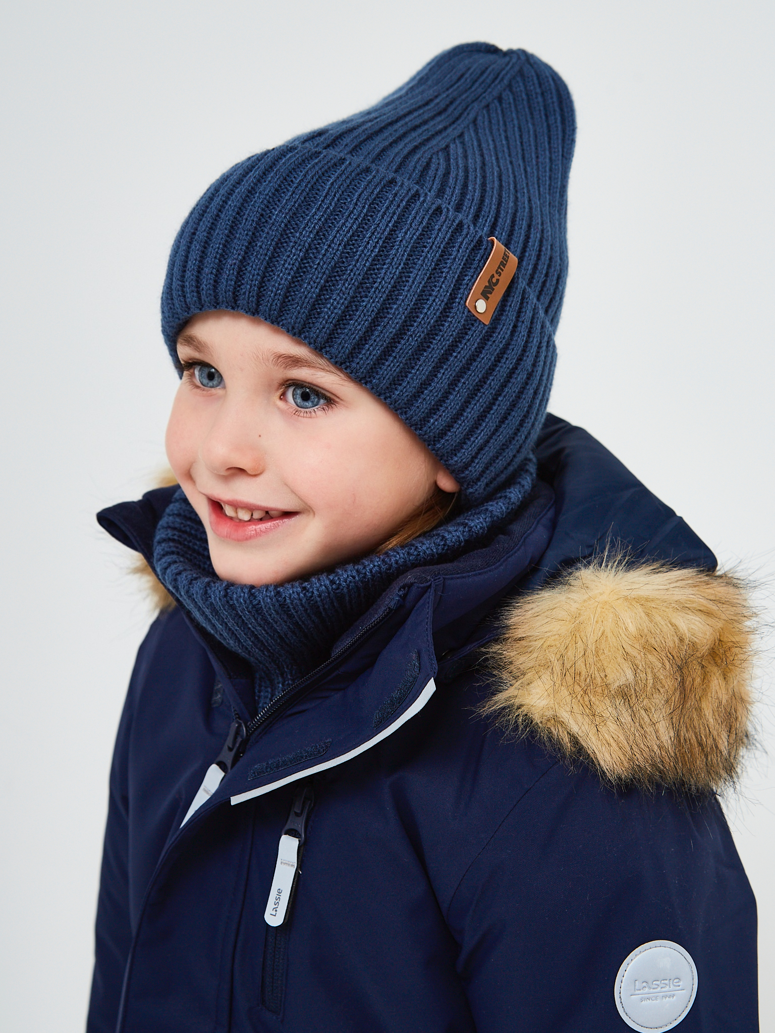Шапка и снуд NYCkids NYC-H-53-poloski-jeansB - фото 12