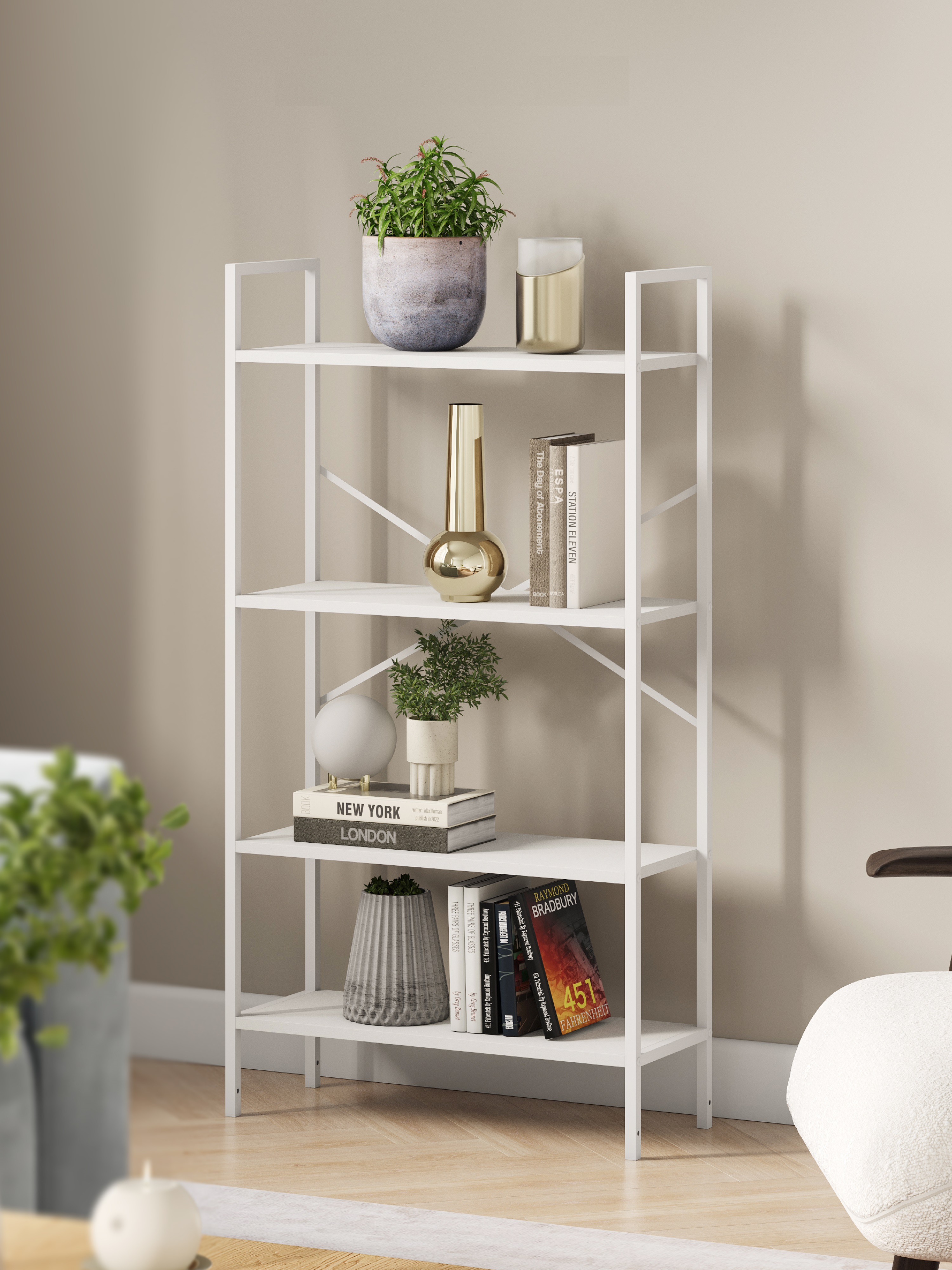 Изображение товара Стеллаж Leset Стилвуд 4 полки Белый/Белый