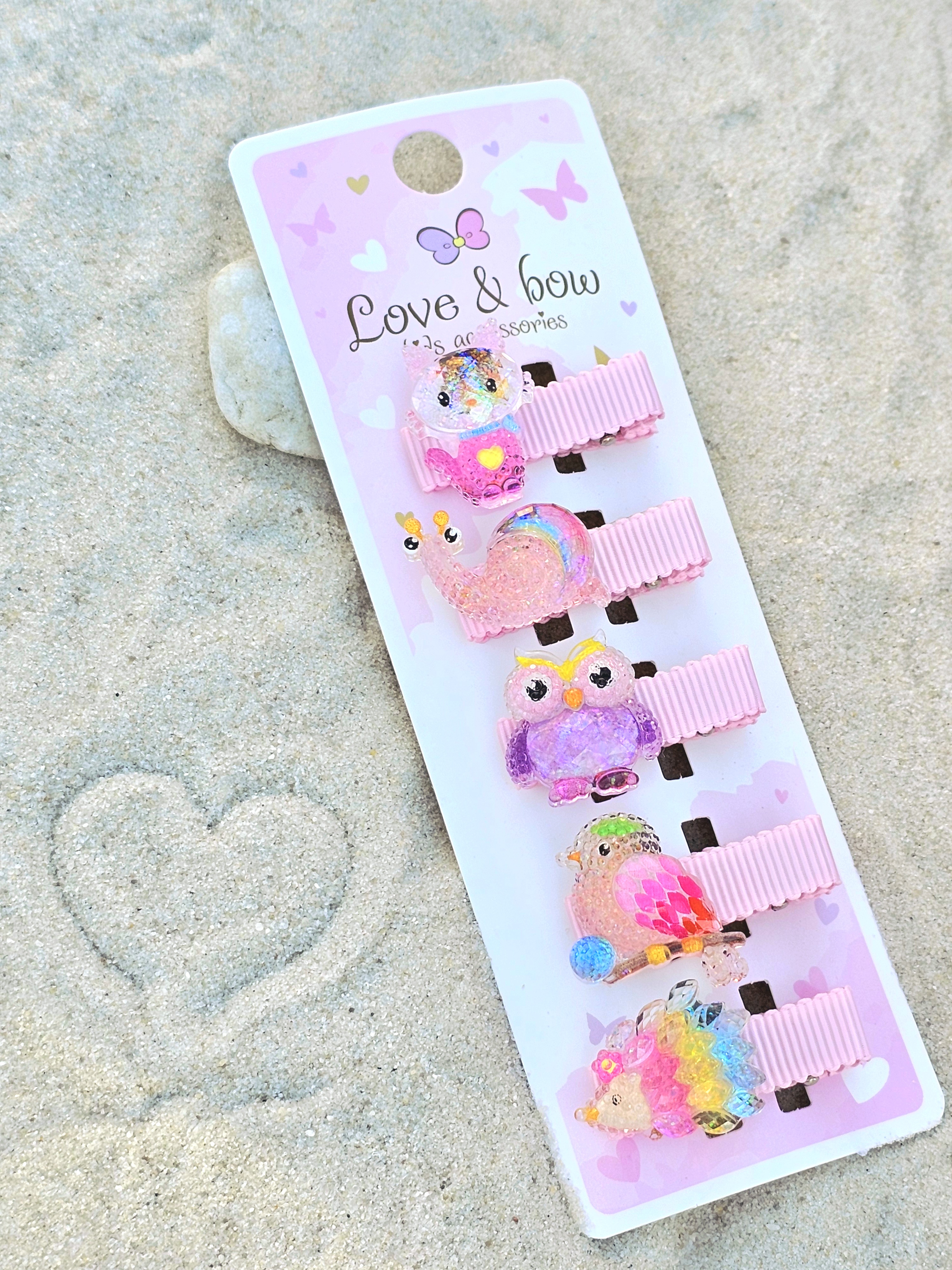 Набор заколок LOVE&BOW pink 5 pcs - фото 1