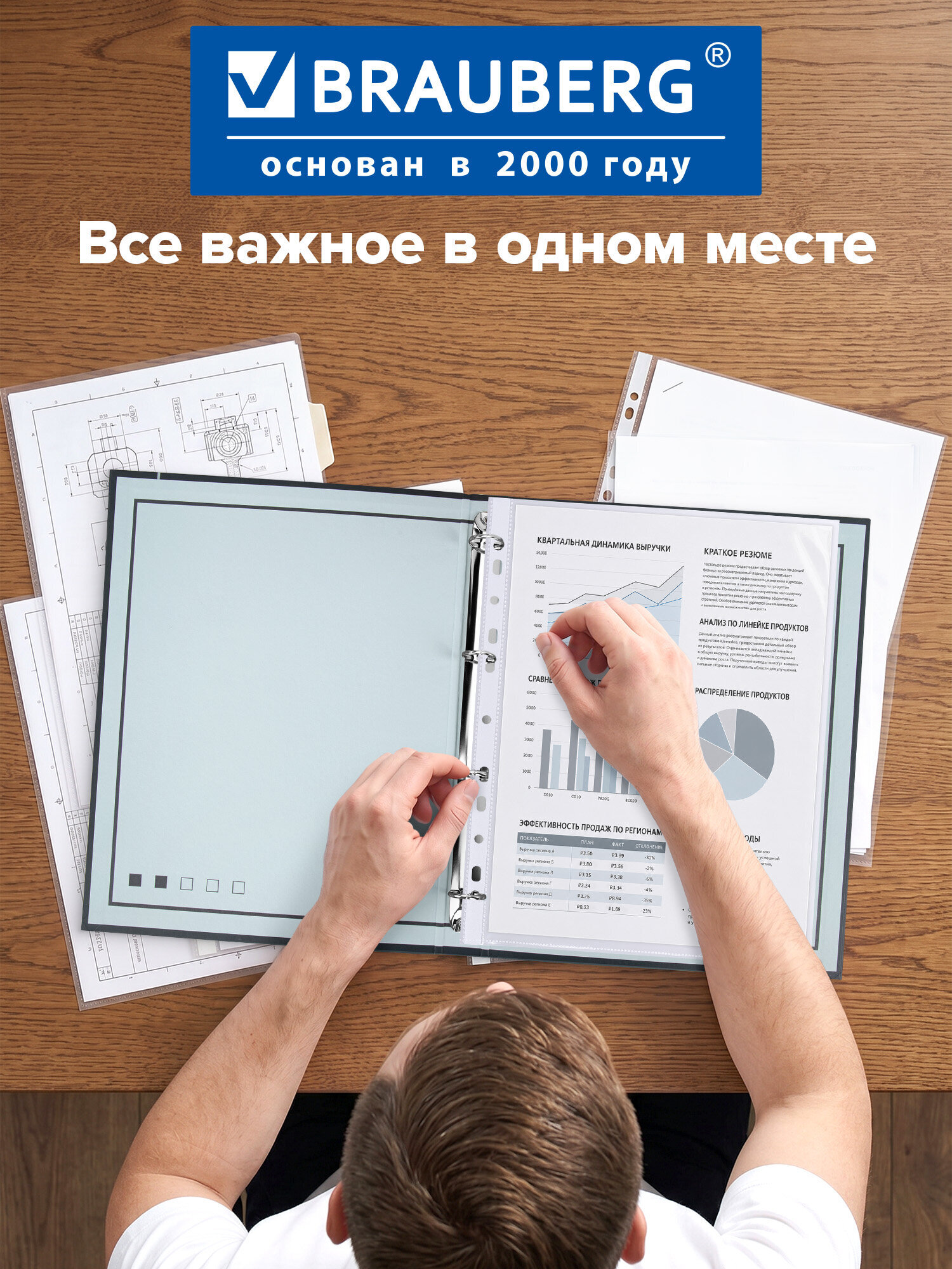 Портфолио школьника Brauberg папка А4 на кольцах 20 файлов для девочки и мальчика - фото 5