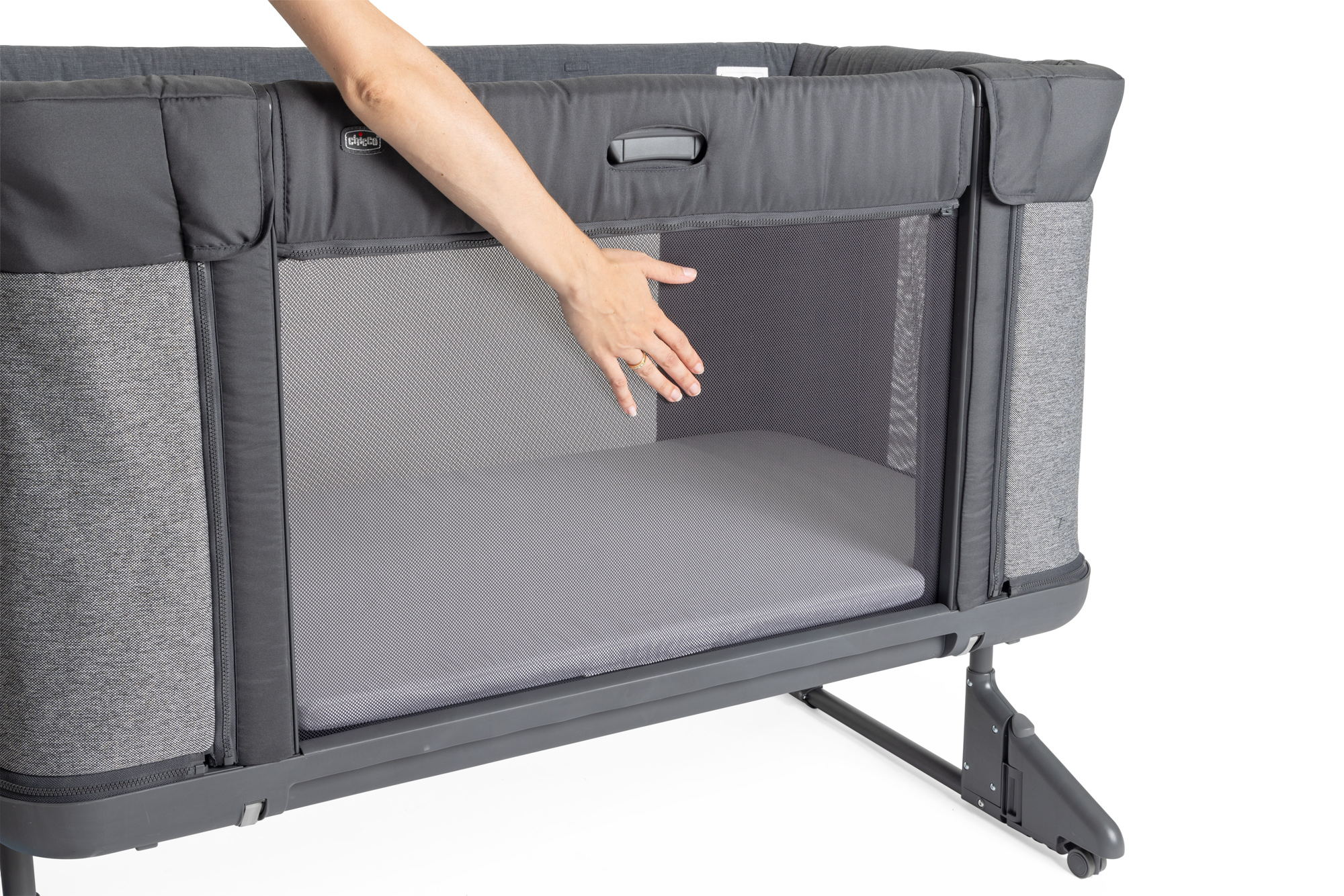 Детская кроватка Chicco Next2Me Forever прямоугольная, без маятника (серый) - фото 8