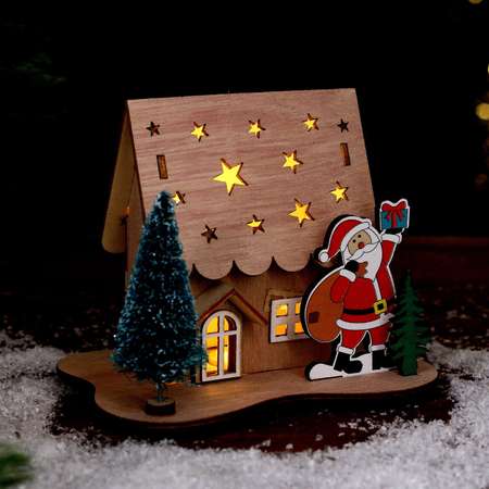 Новогодний декор Sima-Land с подсветкой «Дом со звёздами» 15.5×11×12 см