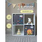 Коробки для хранения игрушек Всё на местах с принтом львенок для детей 30х30 2 шт