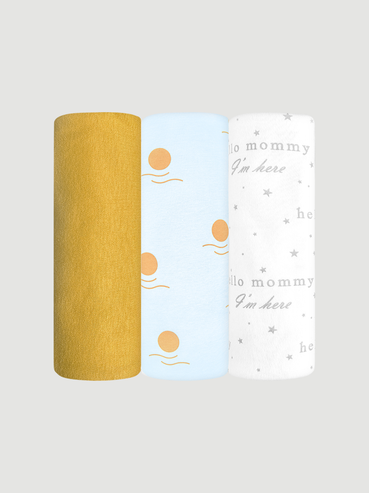 Пелёнка Mjolk Hello Mommy Новый день Mustard трикотаж 85х120 см 3 шт. - фото 1