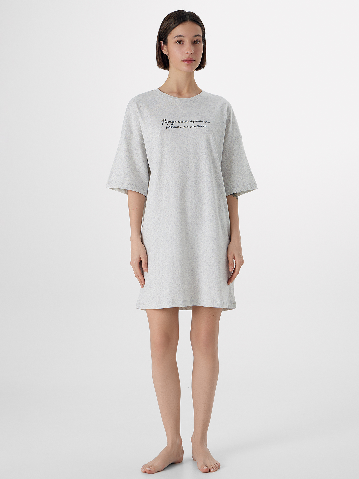 Сорочка ночная Mark Formelle (Марк Формэль) 512079/серый меланж 4306-А +печать2(3) - фото 1