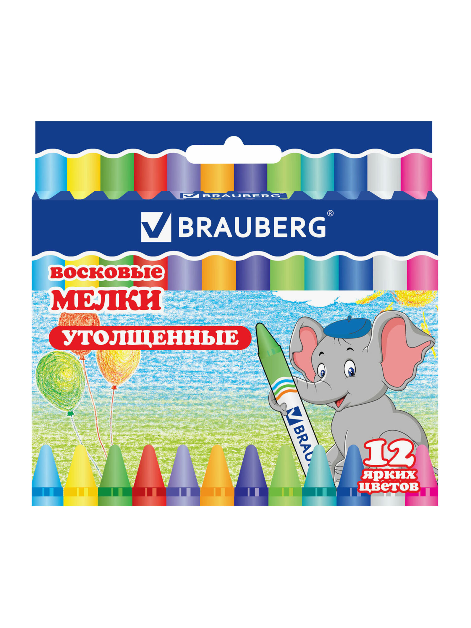 Восковые мелки Brauberg 12 шт. - фото 8