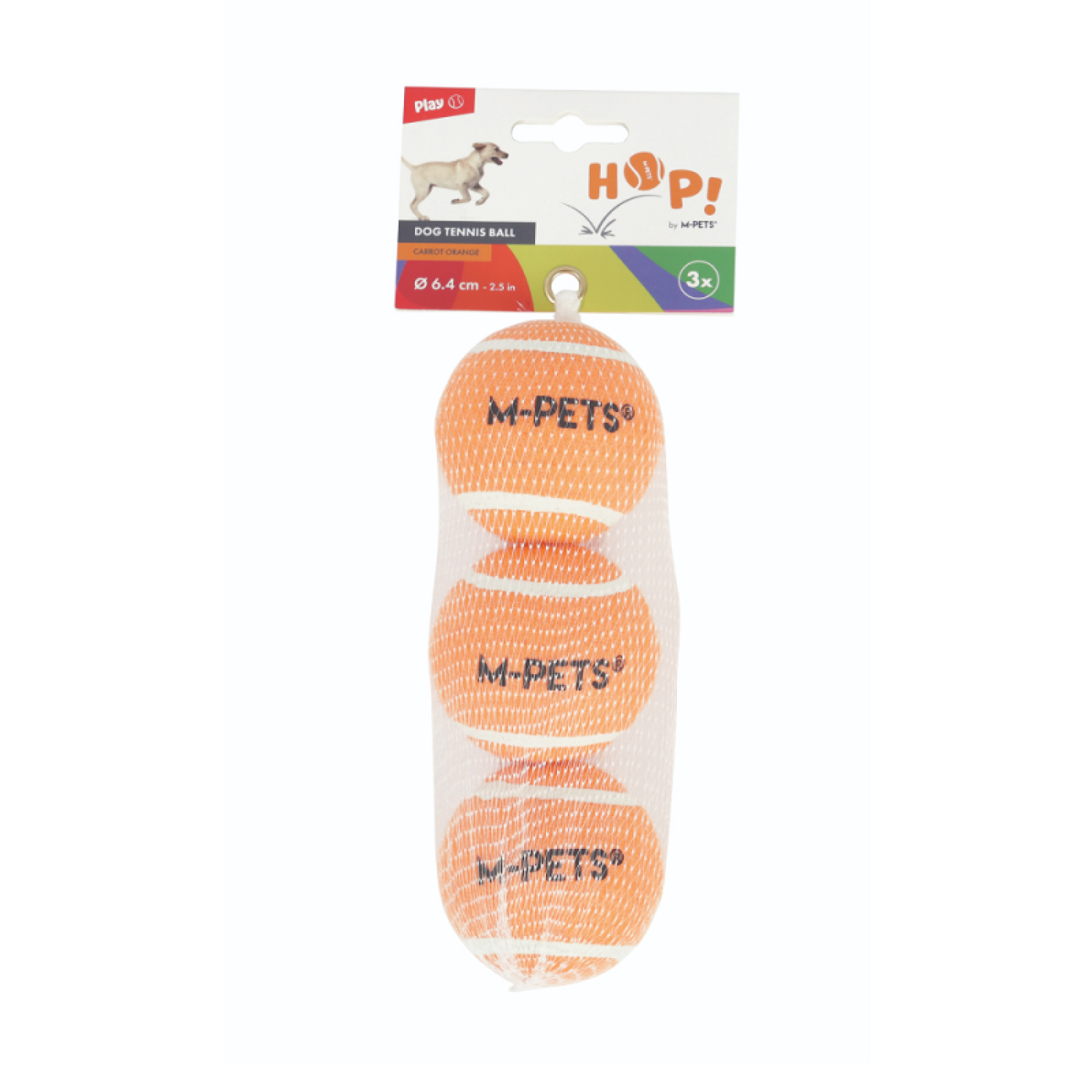 Игрушка для собак M-PETS Hор теннисный мяч оранжевый 6.4см 3шт - фото 1
