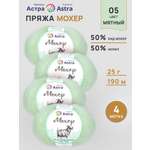 Пряжа Astra Premium Мохер Mohair полушерстяная с ворсом 25 г 190 м 05 мятный 4 мотка