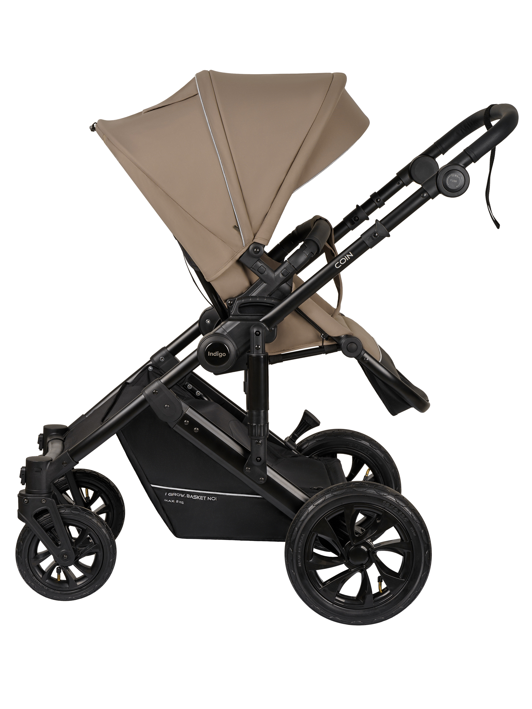 Коляска 2в1 Indigo Coin темно-бежевый - фото 11