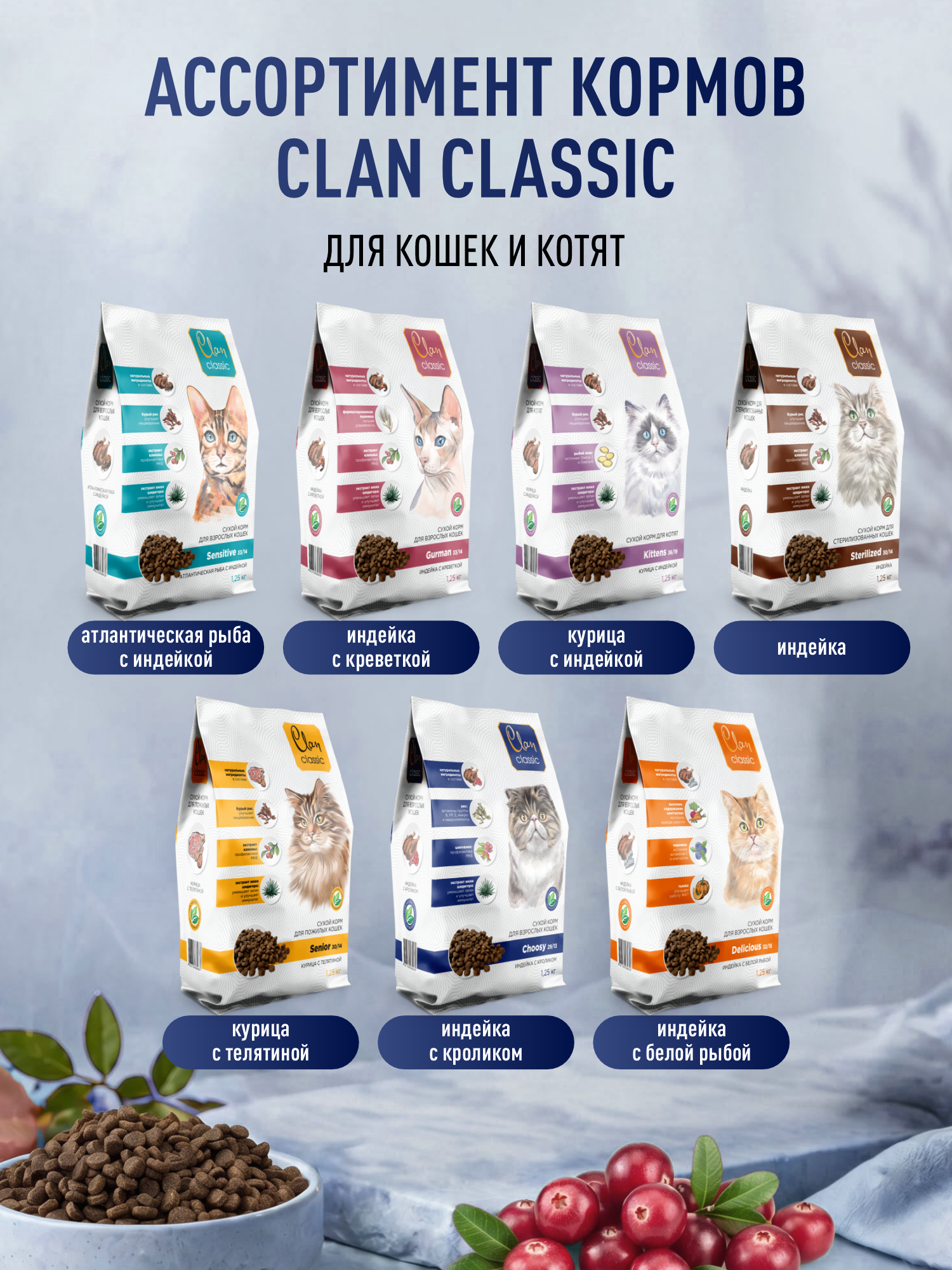 Корм для кошек сухой Clan Classic Choosy 29/13 индейка и кролик 400г - фото 6