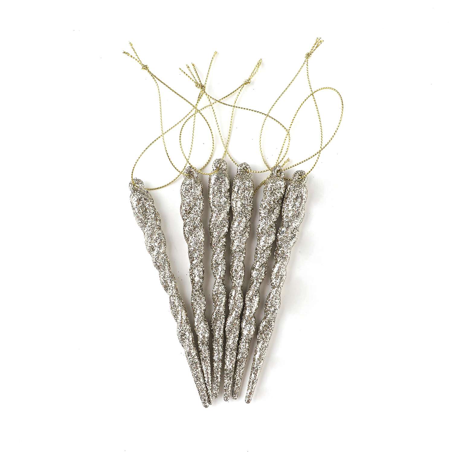 Набор елочных украшений ё Сосульки в глиттере - фото 2