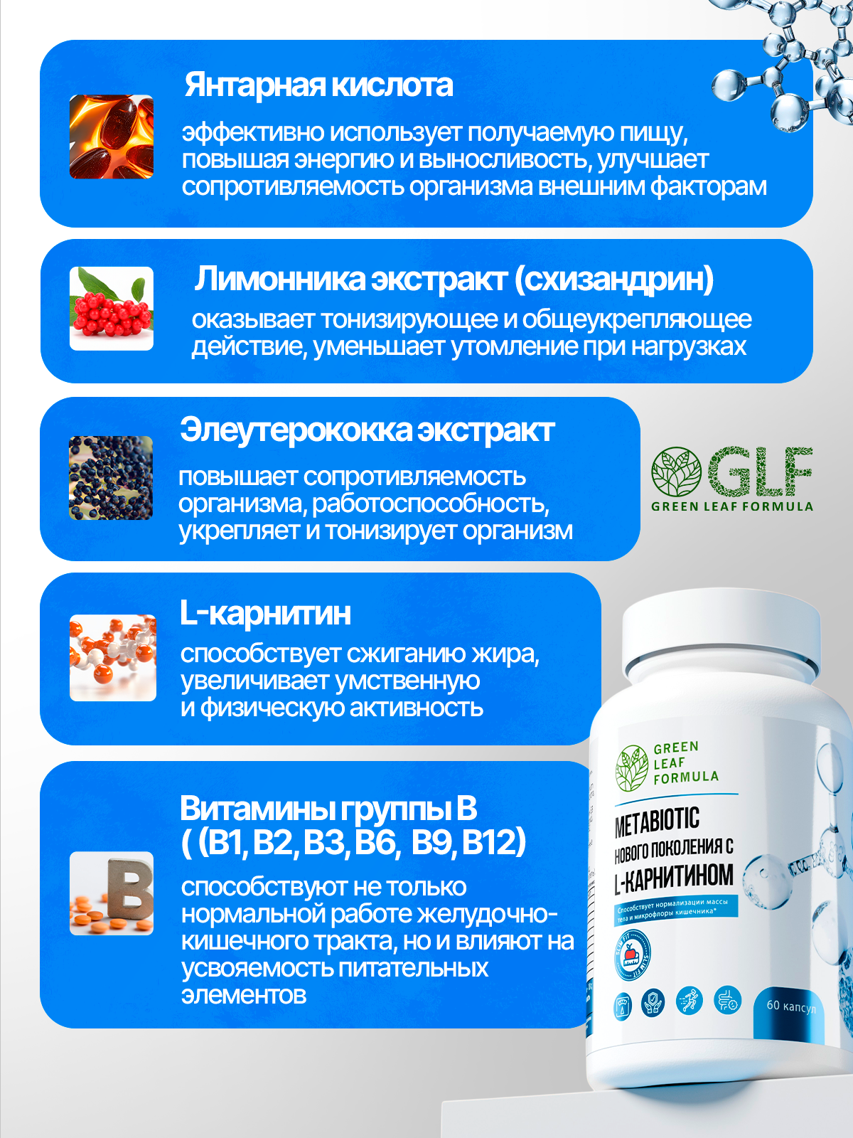Метабиотик для кишечника Green Leaf Formula ферменты для пищеварения L-карнитин для сжигания жира для иммунитета - фото 6