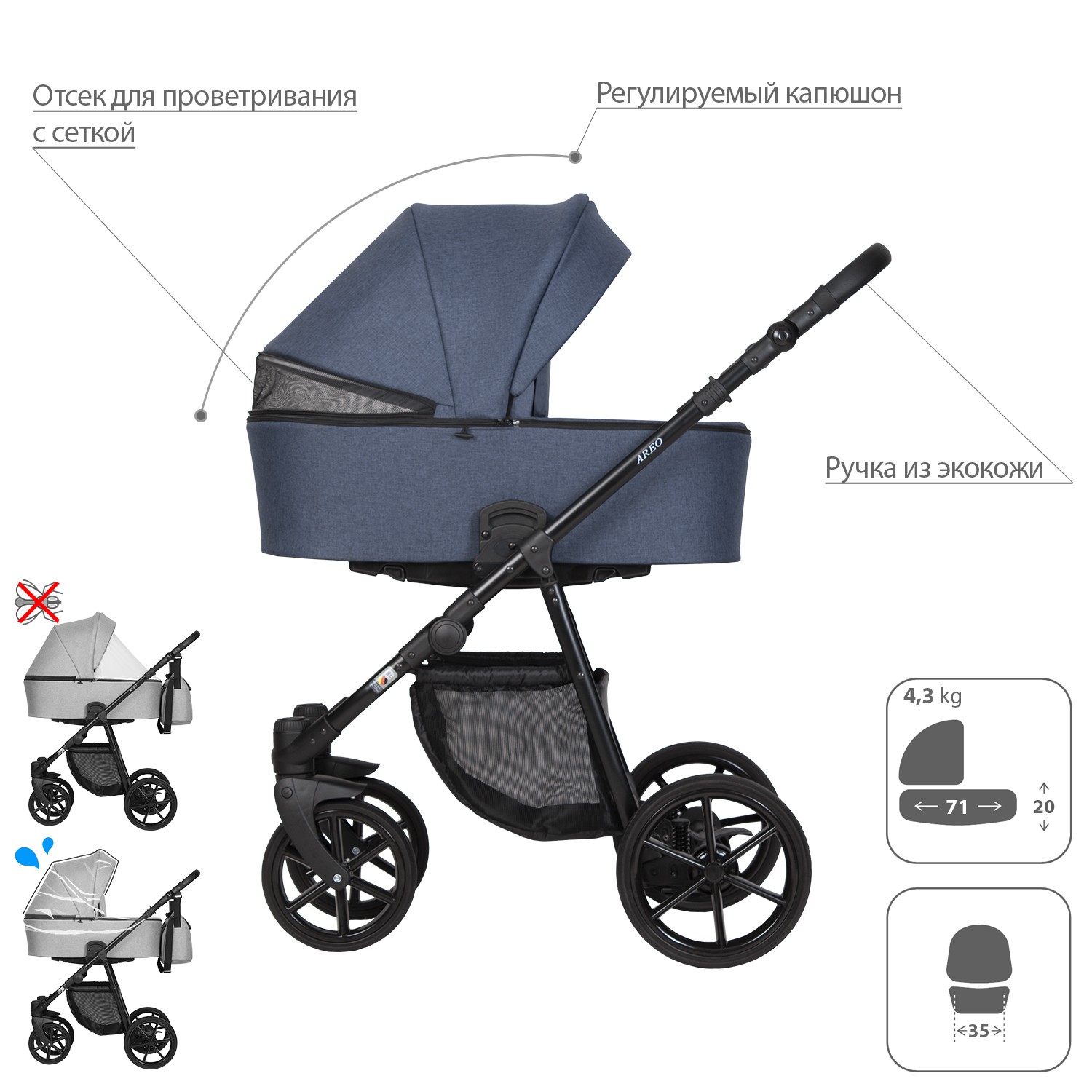 Коляска 2 в 1 Kitelli Areo LUX - фото 2