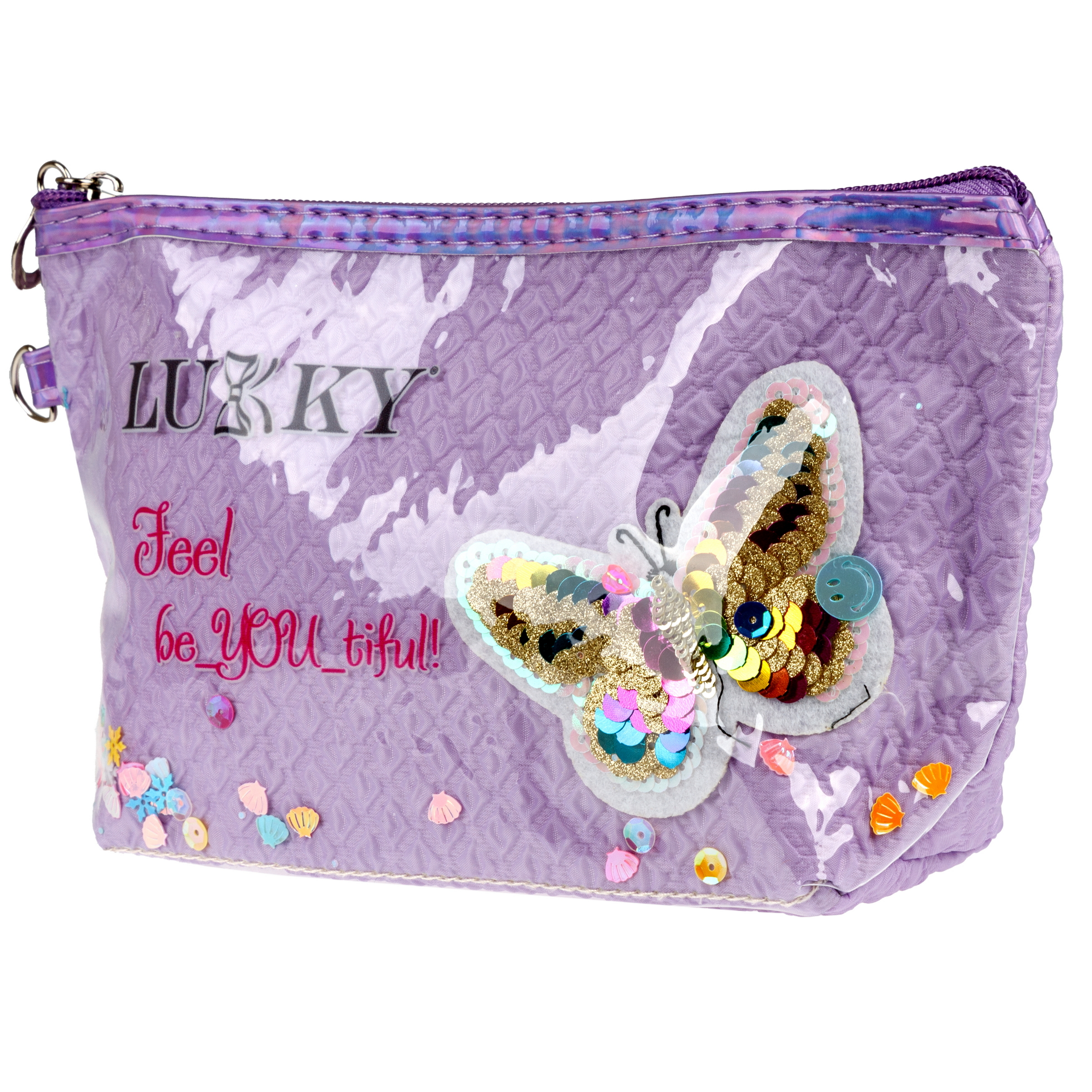 Косметичка LUKKY Love Butterfly с вышивкой и подвижными блёстками 22х 14х 6 см - фото 7