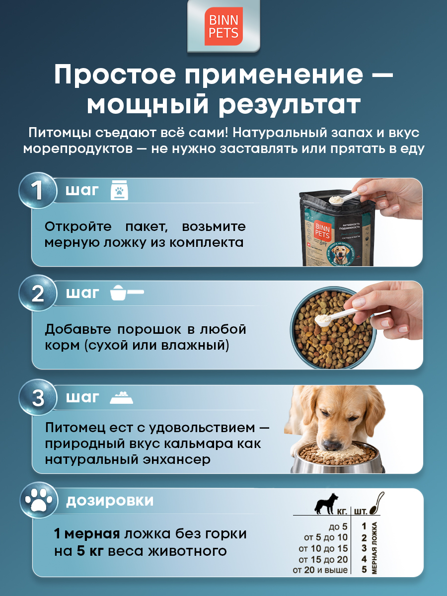 Морской коллаген PETS BIN Суставы и кости 70 г пакет - фото 4