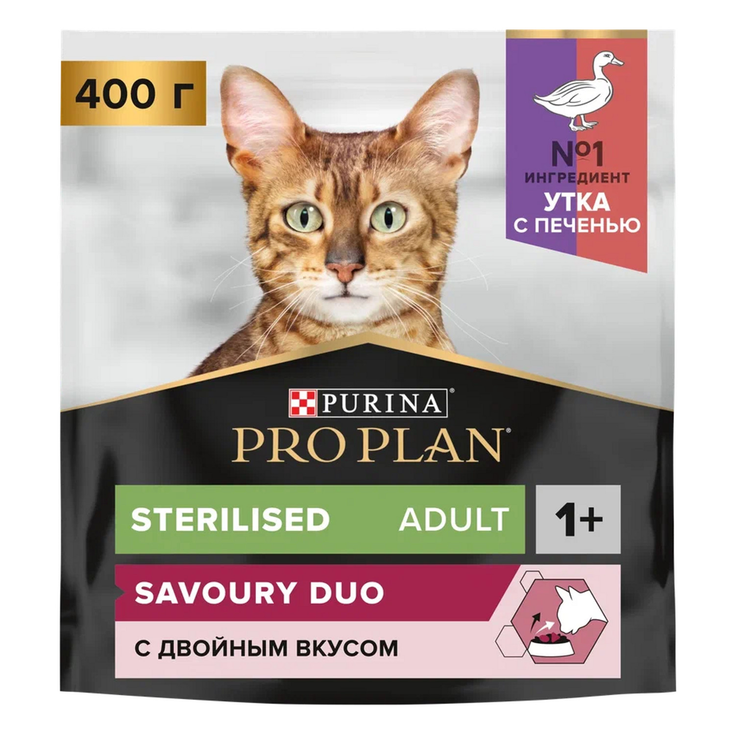 Корм для кошек PRO PLAN стерилизованных утка и печень 400г - фото 1