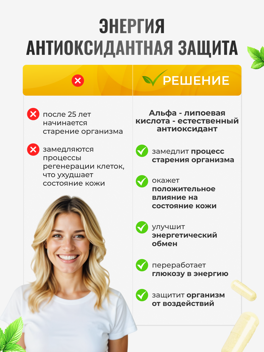 Альфа-липоевая кислота 100мг Green Leaf Formula детокс похудение энергия - фото 4