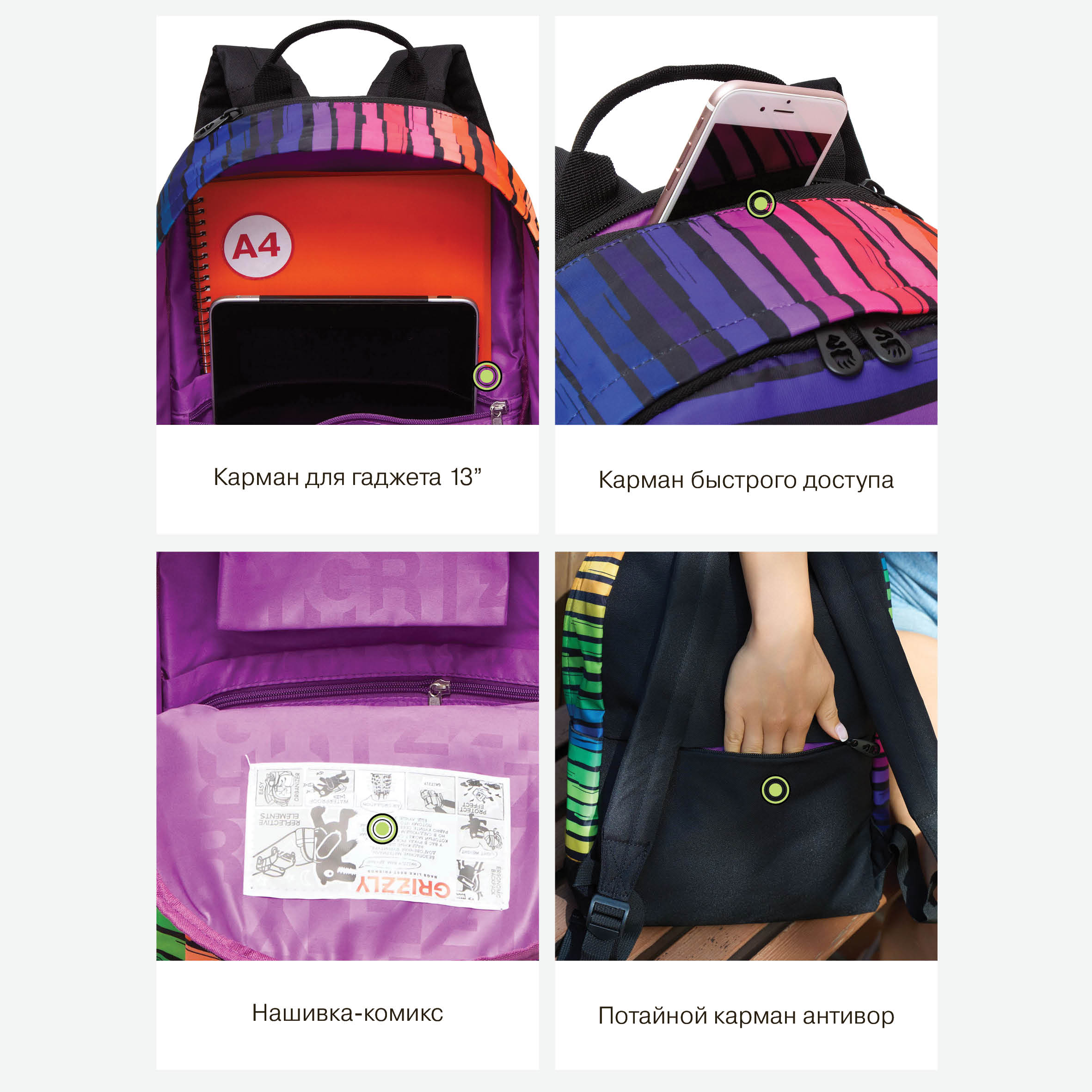 Рюкзак Grizzly Полосы - фото 10