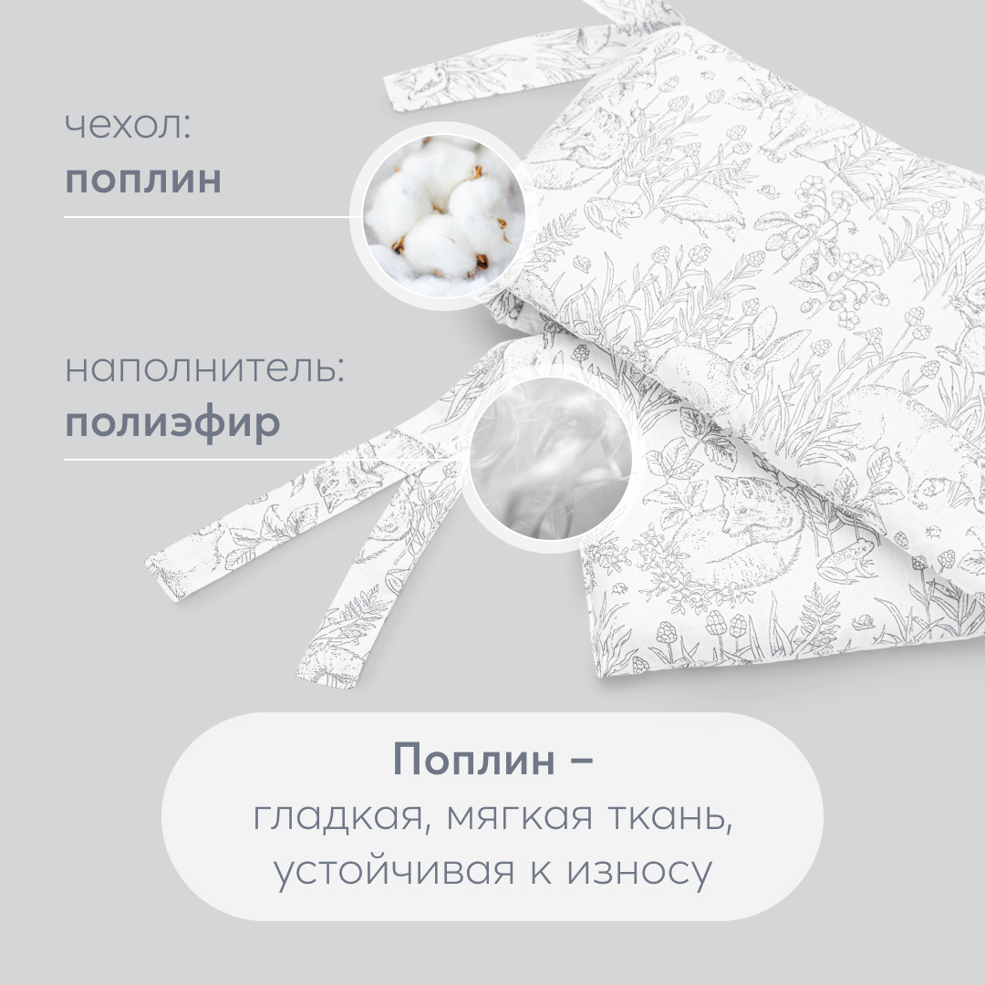Бортик в кроватку Happy Baby 150х20 см три секции - фото 2