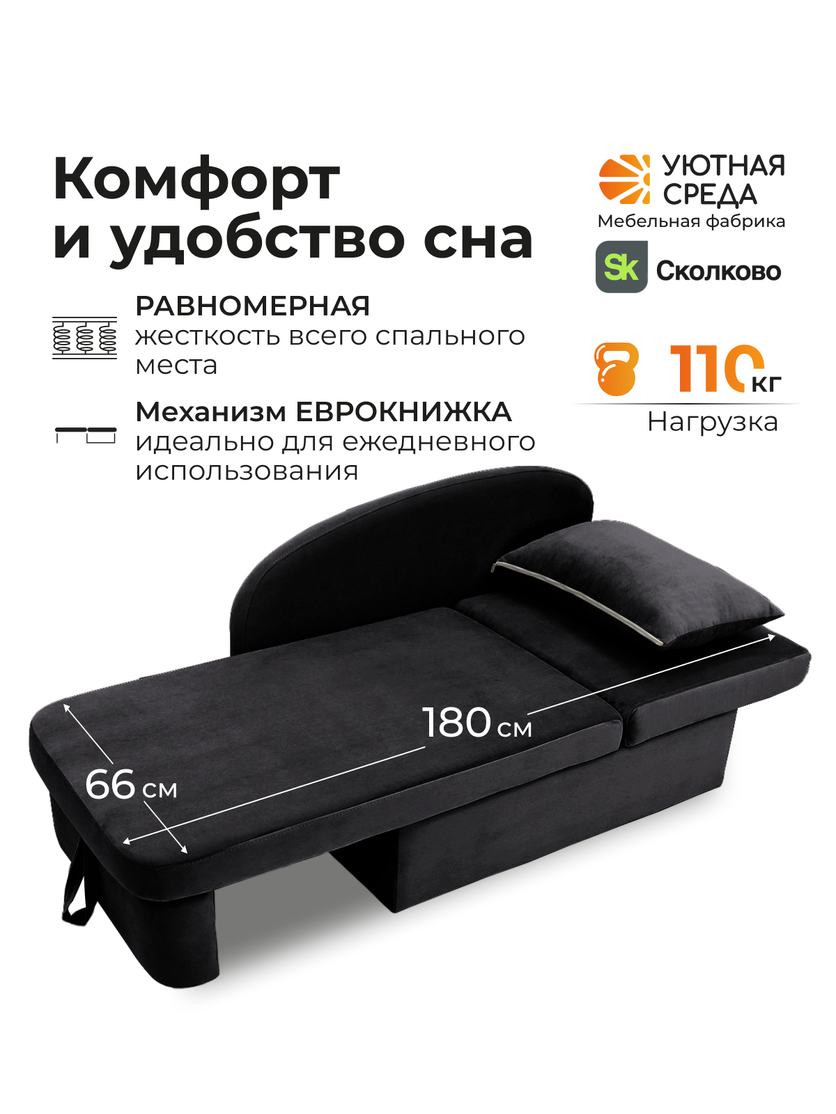 Диван Уютная среда велюр графит правый черный - фото 6