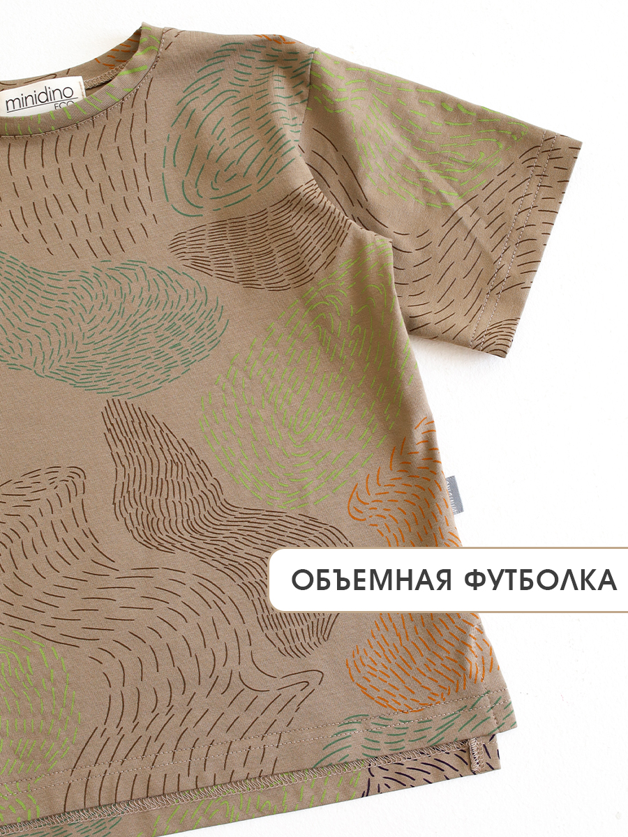Футболка и шорты MINIDINO Т-КМПЛ-018Комплект Лето камуфляж желудь - фото 4