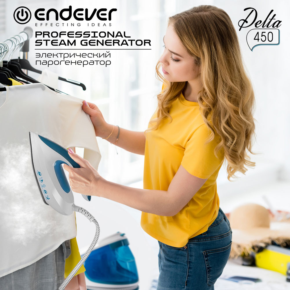 Парогенератор ENDEVER Delta-450 2200 Вт 4.5 бар 1800 г/ч 1.8 л, 6 насадок,отпариватель для одежды штор - фото 6
